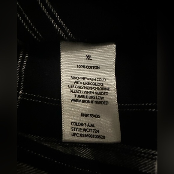 Beachlunchlounge black and white plaid long sleeve button up size XL - Picture 5 of 5